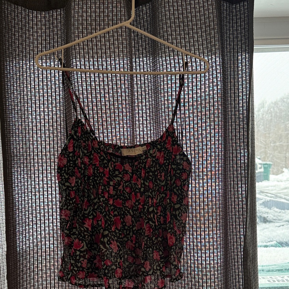 Astr Black and Pink Floral Camisole